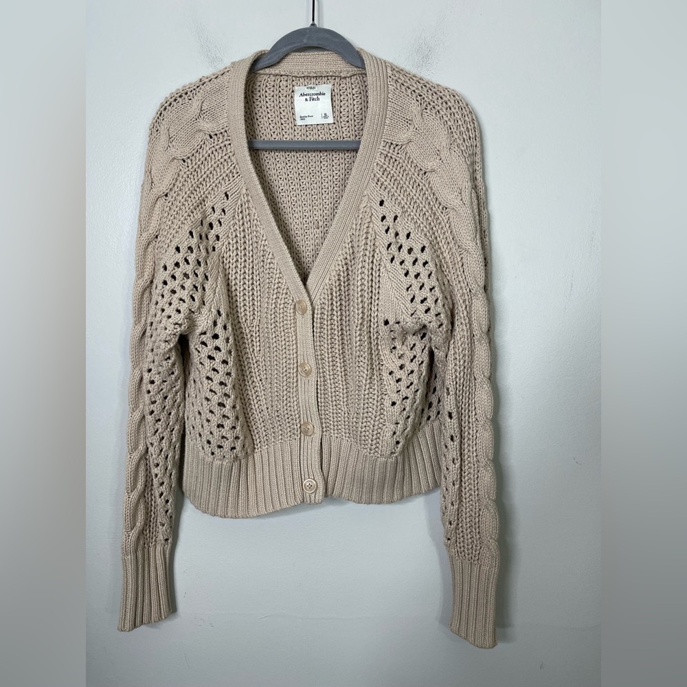 Abercrombie and Fitch cardigan beige open Knit Chunky Sz XL